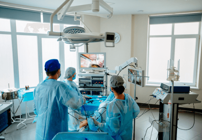 Laparoscopic surgeons in OT